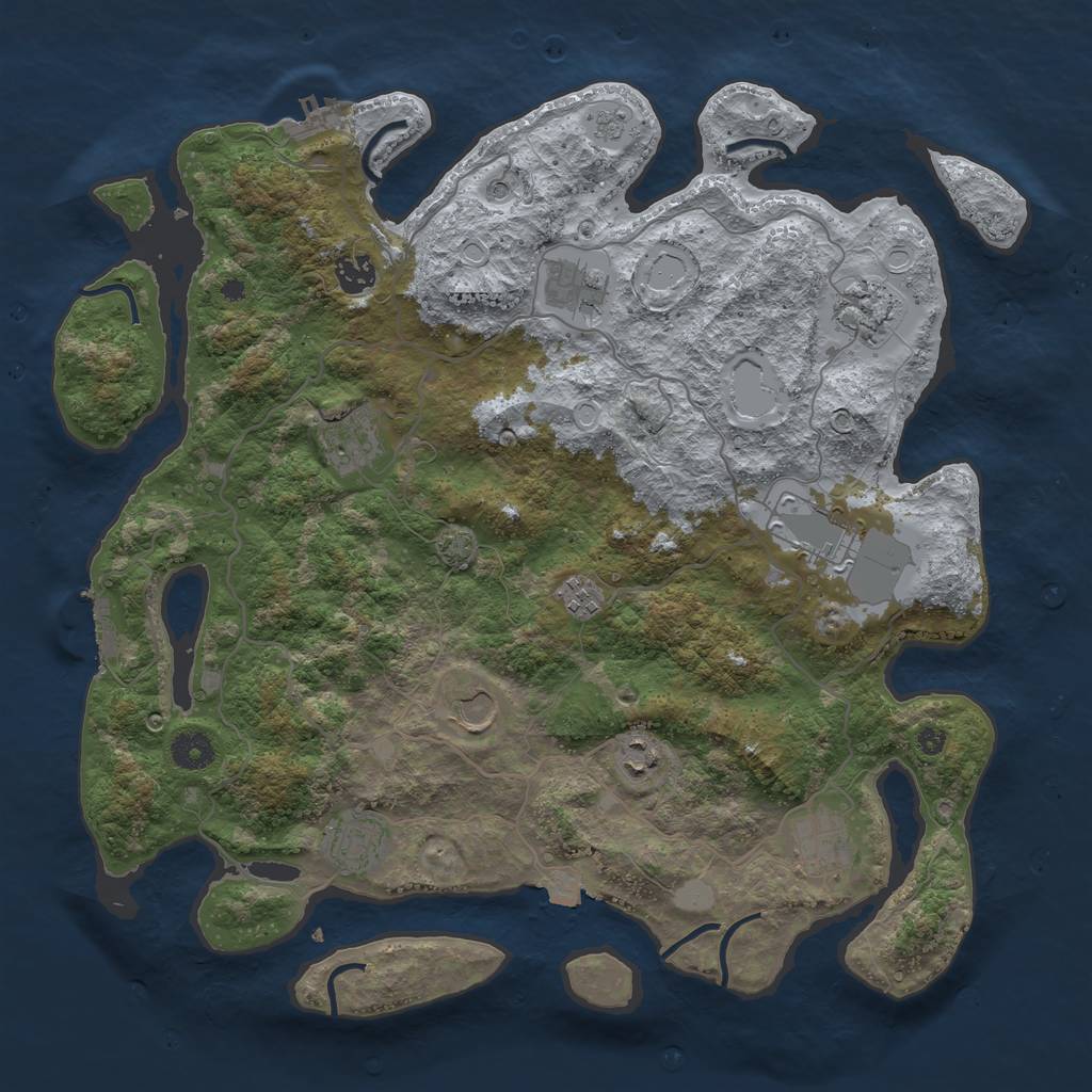 Rust Map: Procedural Map, Size: 4000, Seed: 80674741, 18 Monuments