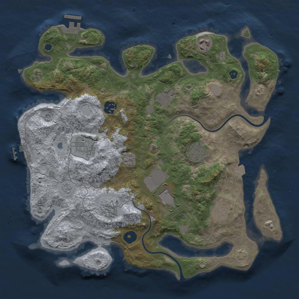 Rust Map: Procedural Map, Size: 3550, Seed: 80346272, 15 Monuments
