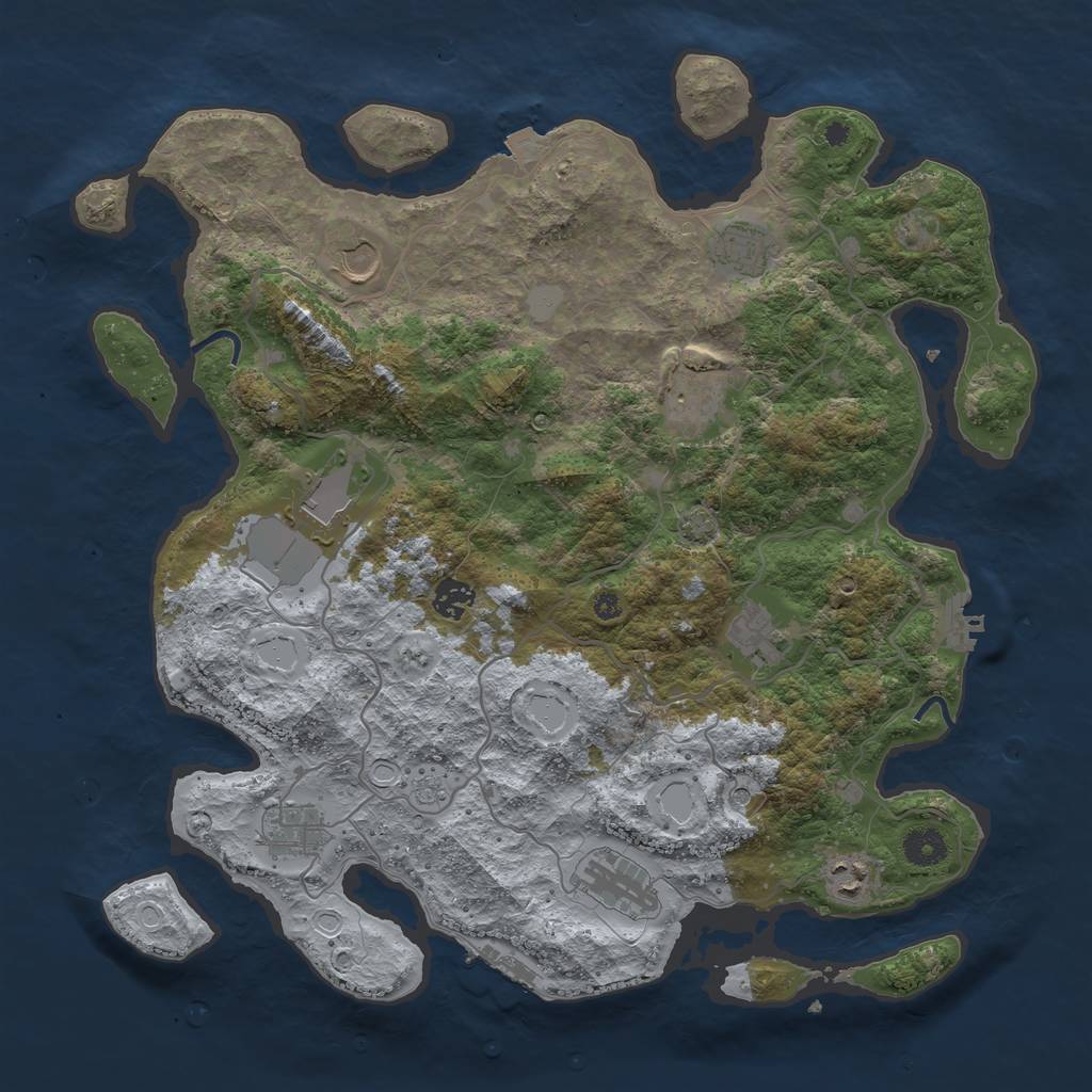 Rust Map: Procedural Map, Size: 4000, Seed: 463, 17 Monuments