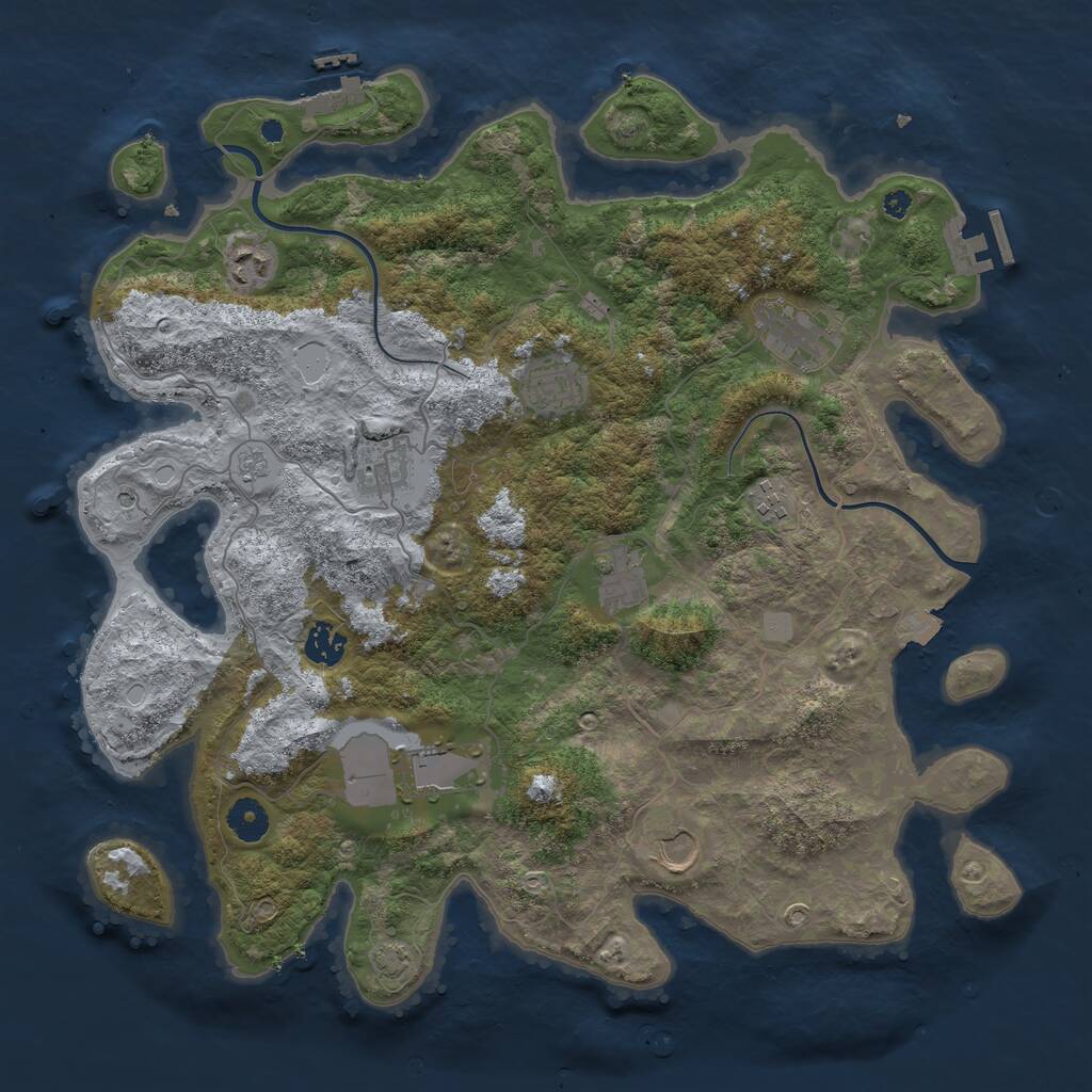 Rust Map: Procedural Map, Size: 3950, Seed: 94876120, 15 Monuments