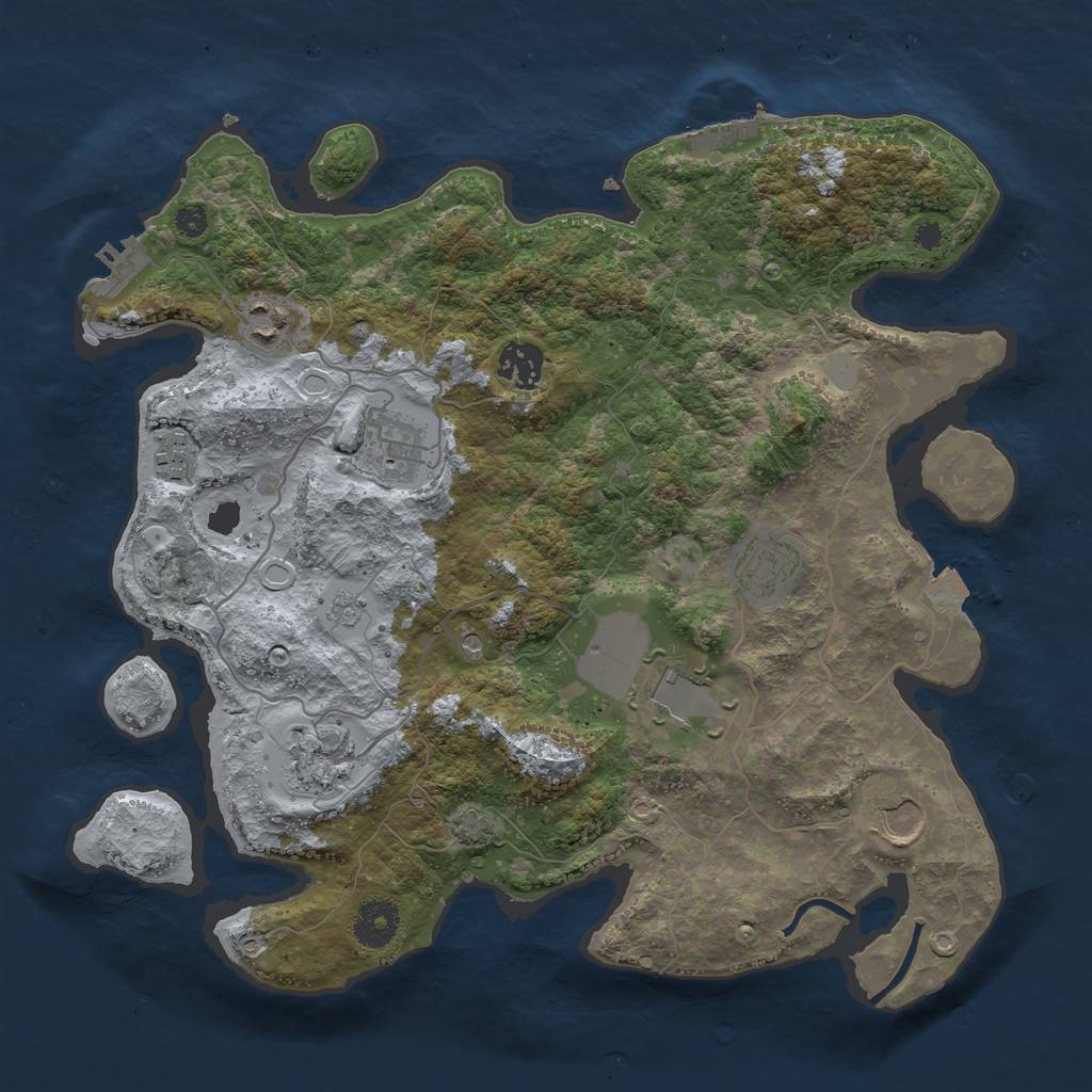 Rust Map: Procedural Map, Size: 3500, Seed: 42909968, 16 Monuments