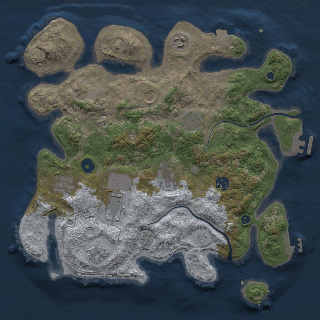 Rust Map: Procedural Map, Size: 3500, Seed: 4614489, 15 Monuments