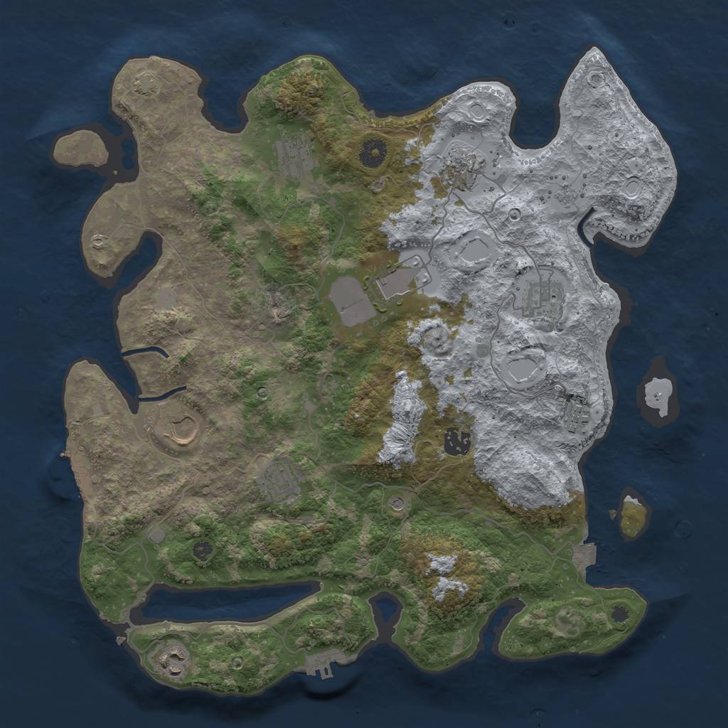 Rust Map: Procedural Map, Size: 3850, Seed: 45984898, 17 Monuments