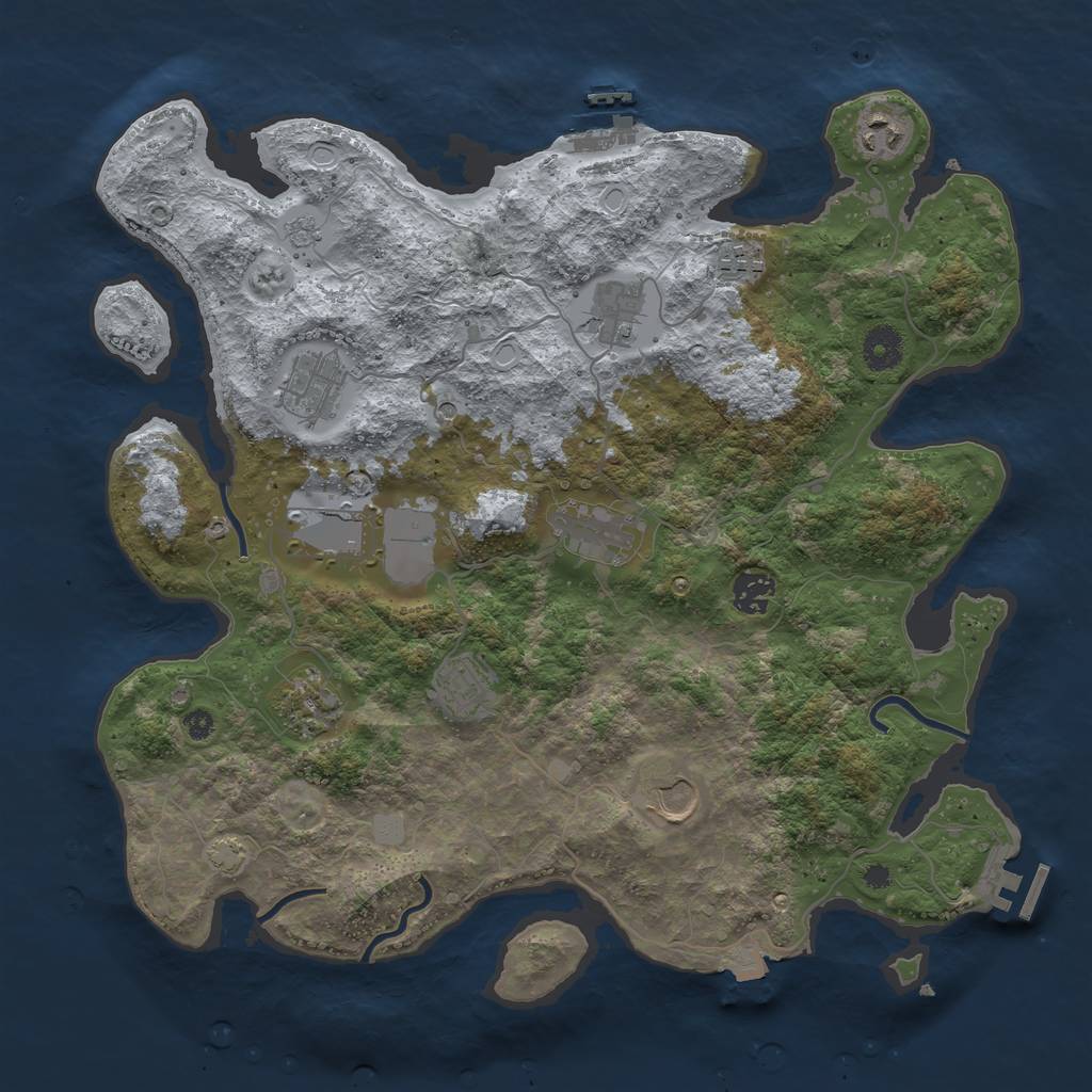 Rust Map: Procedural Map, Size: 3800, Seed: 642675840, 18 Monuments
