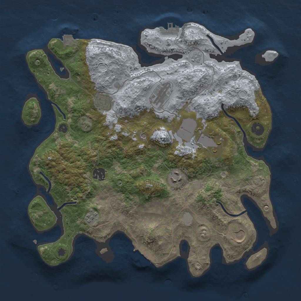 Rust Map: Procedural Map, Size: 3500, Seed: 476626885, 15 Monuments