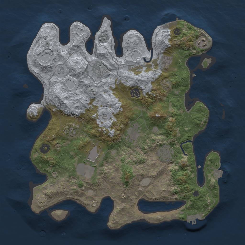 Rust Map: Procedural Map, Size: 3650, Seed: 76587113, 17 Monuments