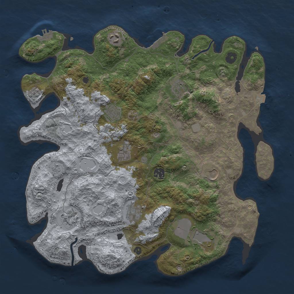 Rust Map: Procedural Map, Size: 3900, Seed: 80514513, 18 Monuments