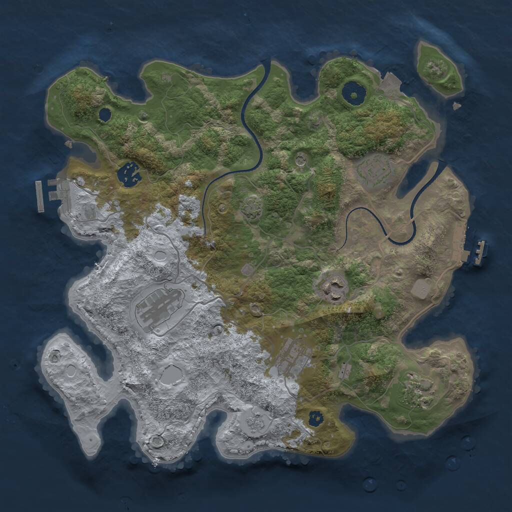 Rust Map: Procedural Map, Size: 3250, Seed: 17926, 12 Monuments