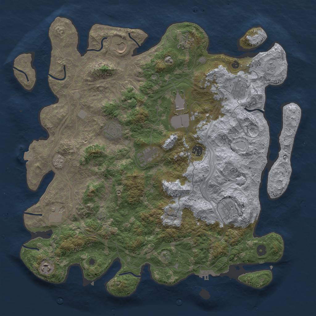 Rust Map: Procedural Map, Size: 4400, Seed: 39777121, 18 Monuments