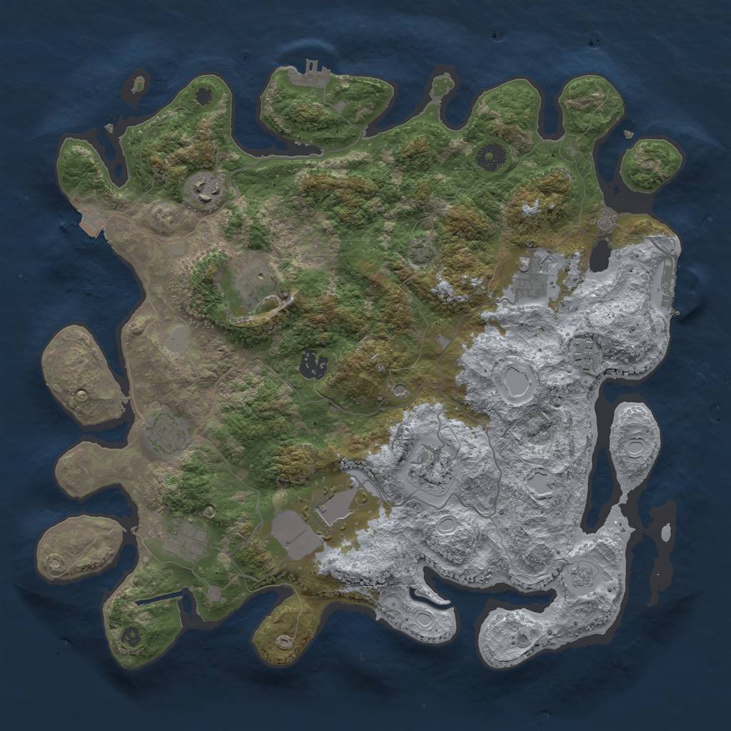 Rust Map: Procedural Map, Size: 3800, Seed: 26064716, 17 Monuments