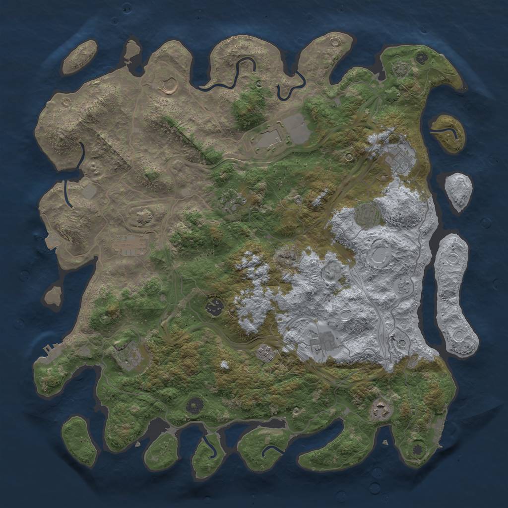 Rust Map: Procedural Map, Size: 4500, Seed: 647097369, 19 Monuments