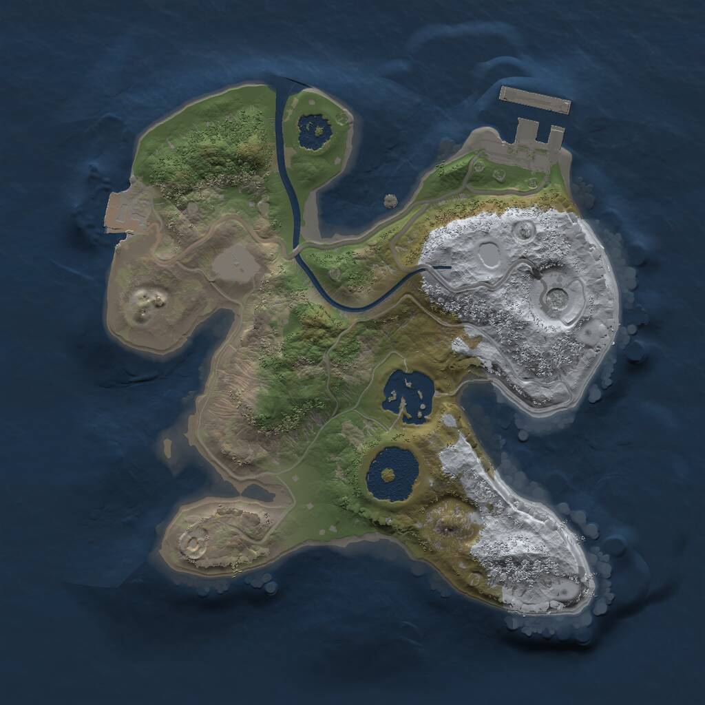 Rust Map: Procedural Map, Size: 2000, Seed: 1924168159, 4 Monuments