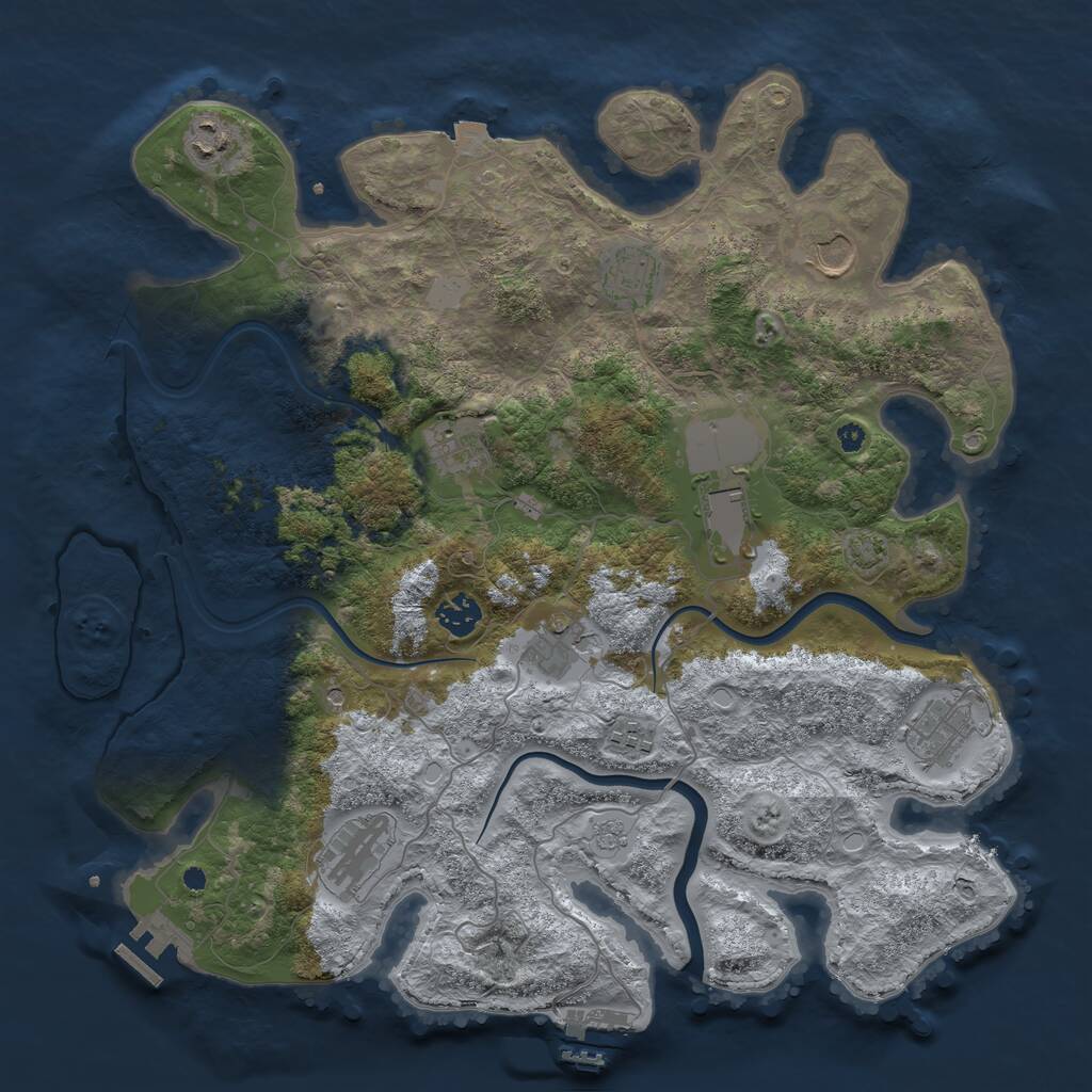Rust Map: Procedural Map, Size: 3900, Seed: 83454578, 16 Monuments