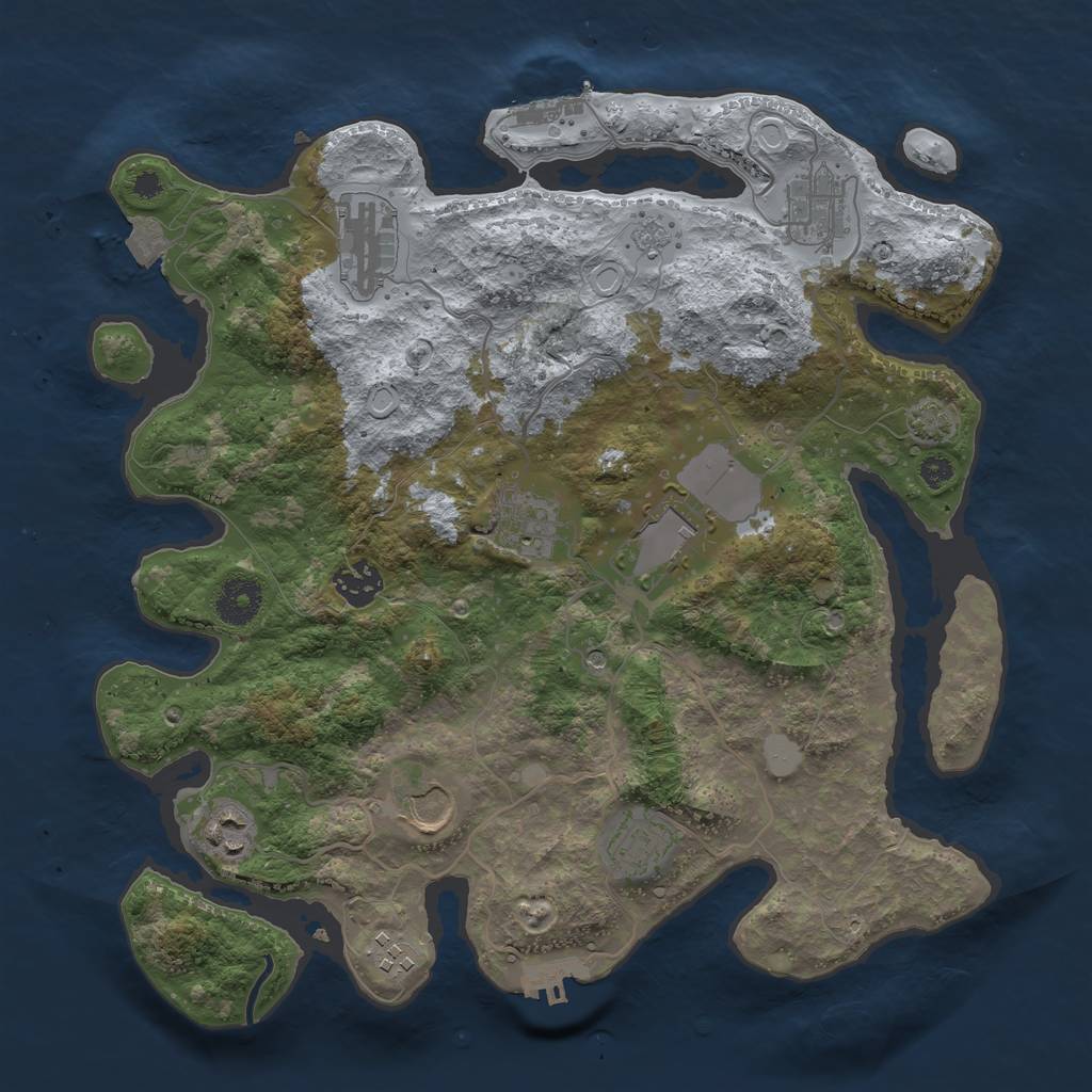 Rust Map: Procedural Map, Size: 3500, Seed: 23428453, 17 Monuments