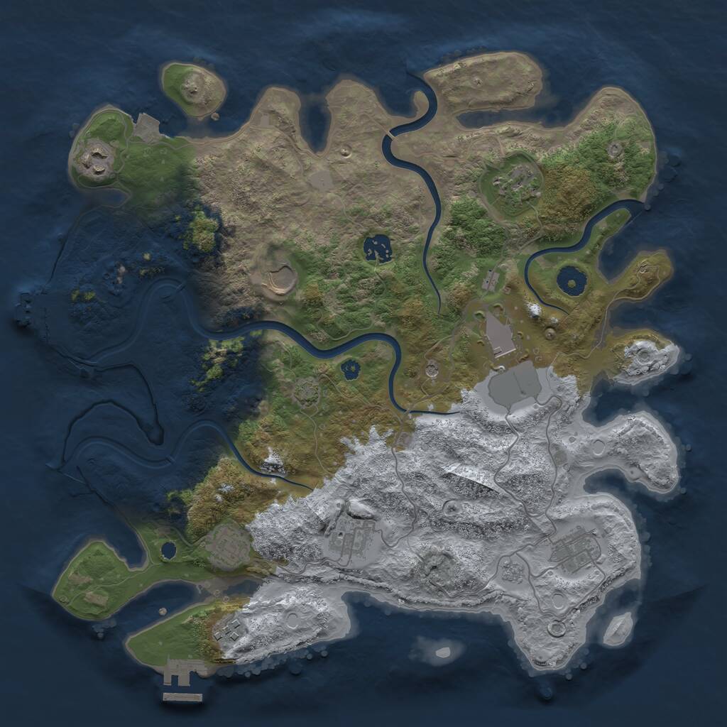 Rust Map: Procedural Map, Size: 3750, Seed: 49617867, 15 Monuments