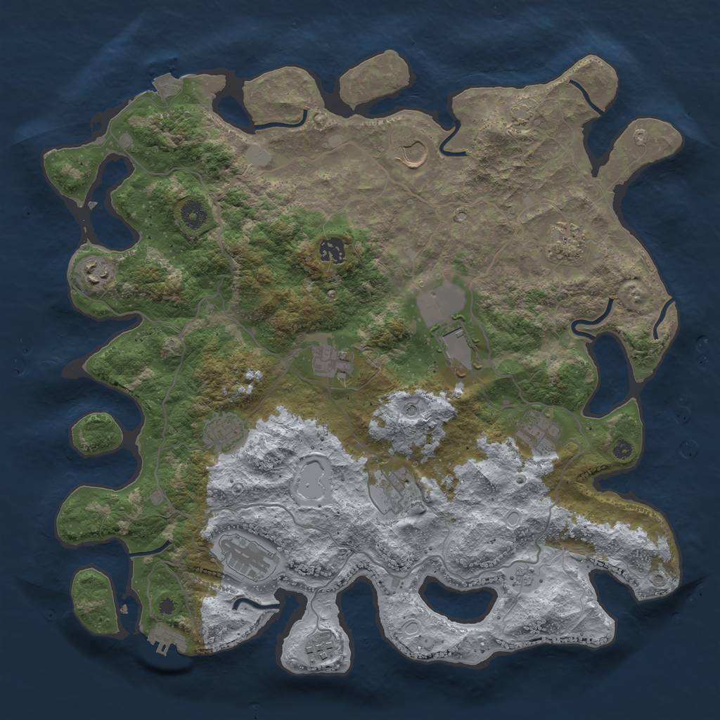 Rust Map: Procedural Map, Size: 4000, Seed: 85537549, 18 Monuments