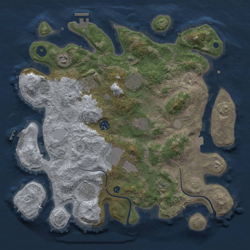 Rust Map: Procedural Map, Size: 3600, Seed: 64327940, 15 Monuments