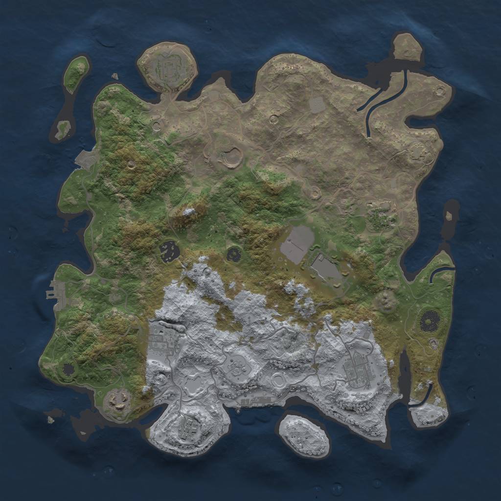 Rust Map: Procedural Map, Size: 3600, Seed: 57709159, 17 Monuments