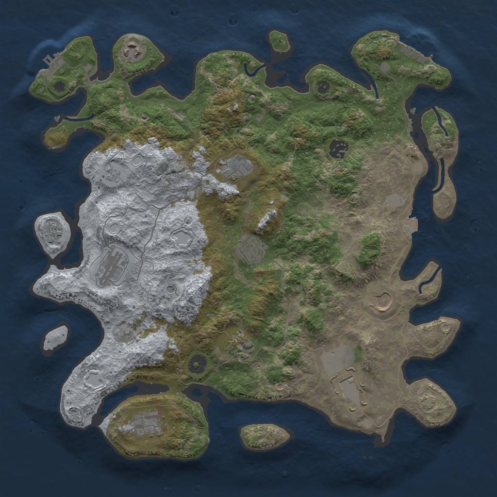 Rust Map: Procedural Map, Size: 3950, Seed: 677364, 18 Monuments