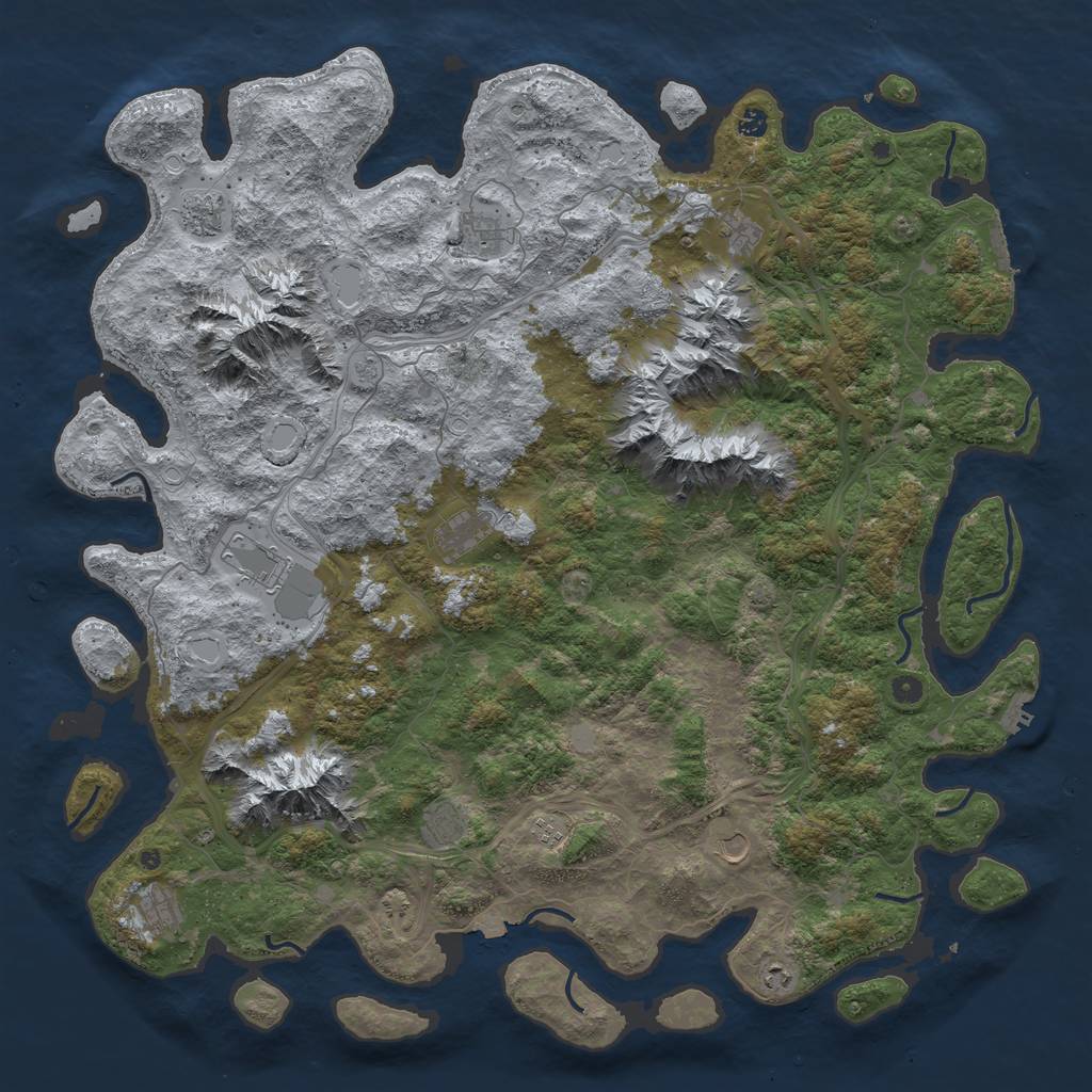 Rust Map: Procedural Map, Size: 5500, Seed: 909090909, 19 Monuments