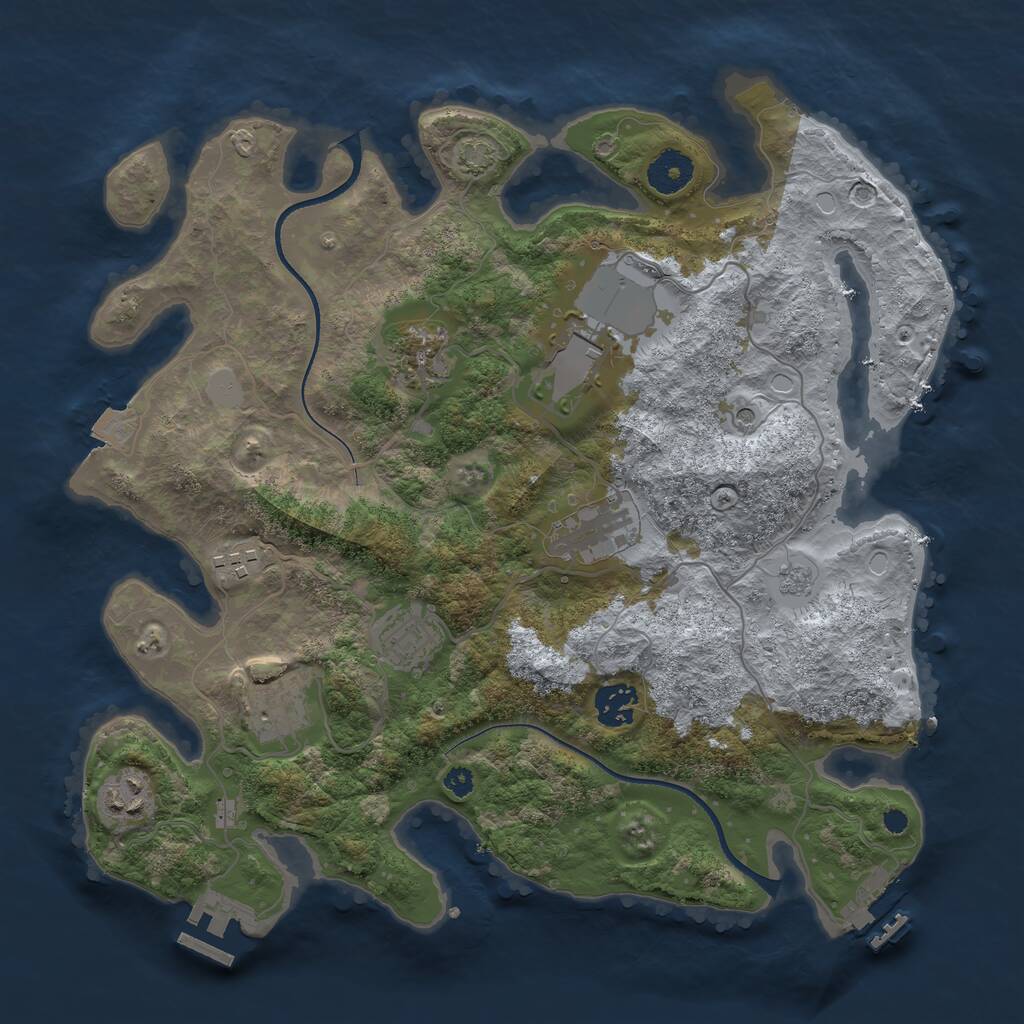 Rust Map: Procedural Map, Size: 3500, Seed: 38141041, 14 Monuments