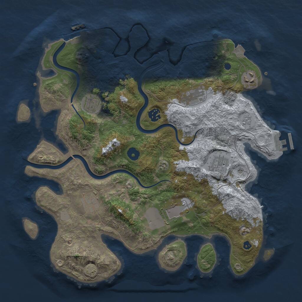 Rust Map: Procedural Map, Size: 3650, Seed: 91557388, 14 Monuments