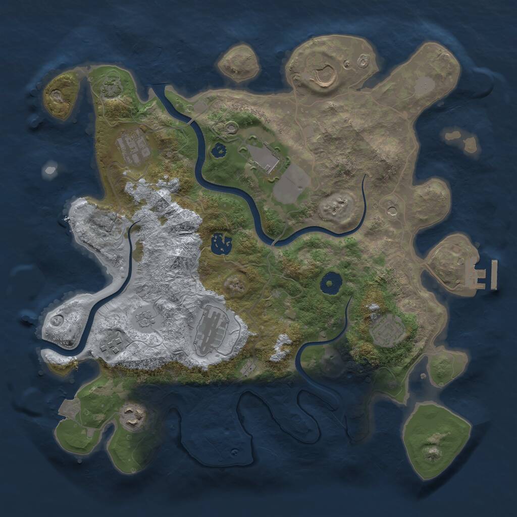 Rust Map: Procedural Map, Size: 3500, Seed: 637467237, 13 Monuments