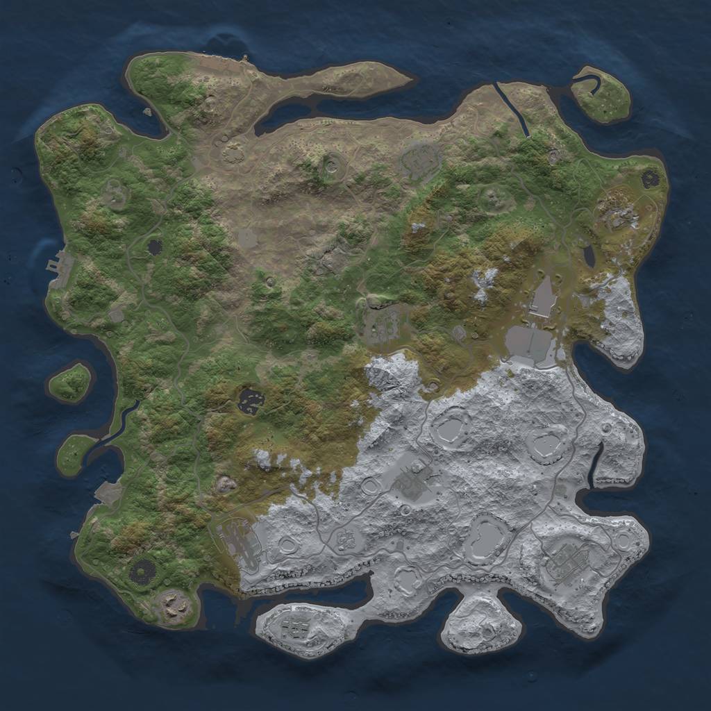 Rust Map: Procedural Map, Size: 4100, Seed: 59778433, 18 Monuments