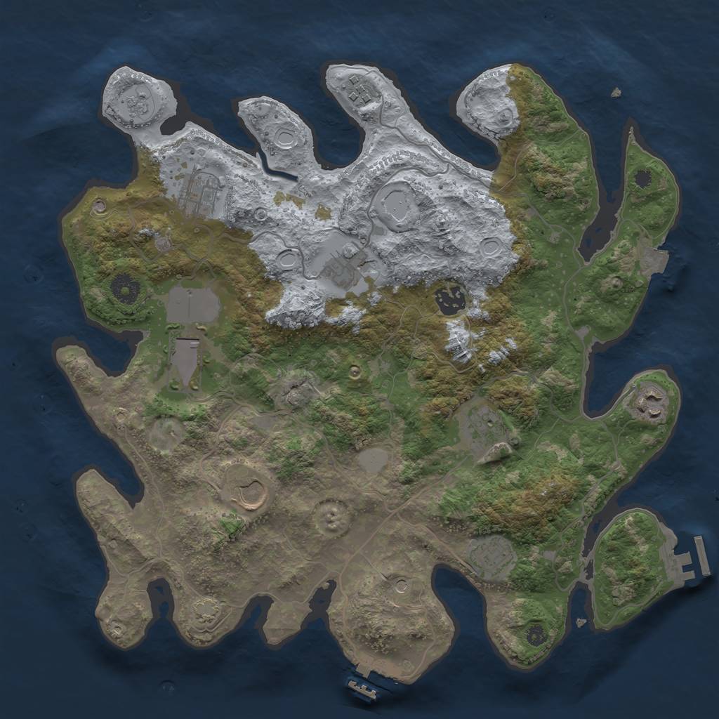 Rust Map: Procedural Map, Size: 3600, Seed: 92631960, 17 Monuments