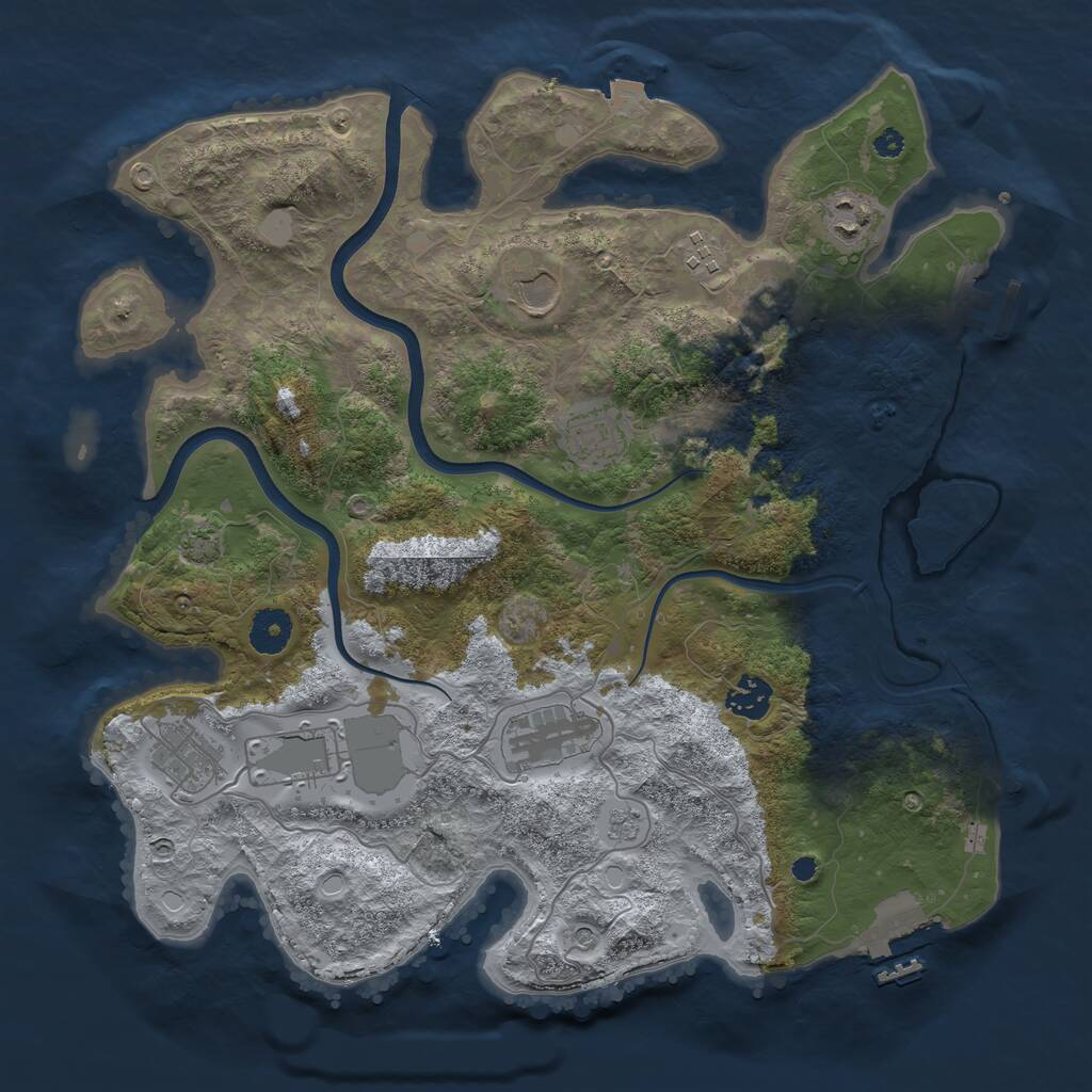 Rust Map: Procedural Map, Size: 3700, Seed: 1949405748, 15 Monuments