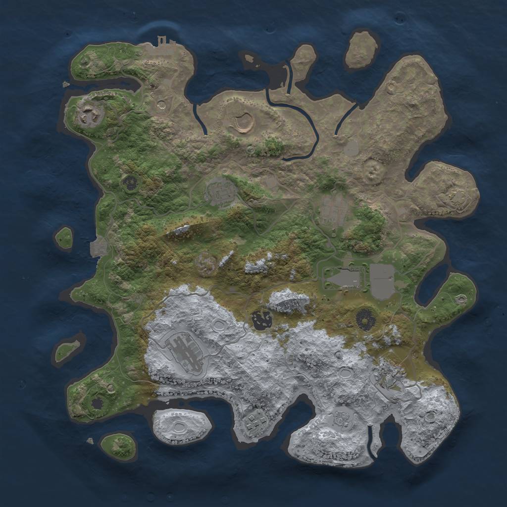 Rust Map: Procedural Map, Size: 3700, Seed: 78607771, 16 Monuments