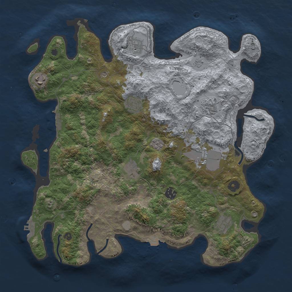 Rust Map: Procedural Map, Size: 3800, Seed: 75938677, 17 Monuments