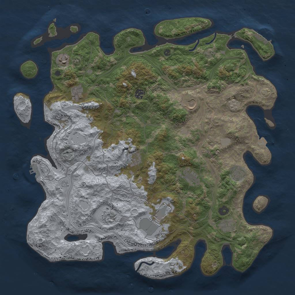 Rust Map: Procedural Map, Size: 4400, Seed: 57204273, 19 Monuments