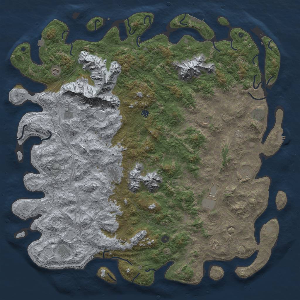 Rust Map: Procedural Map, Size: 6000, Seed: 154184484, 19 Monuments