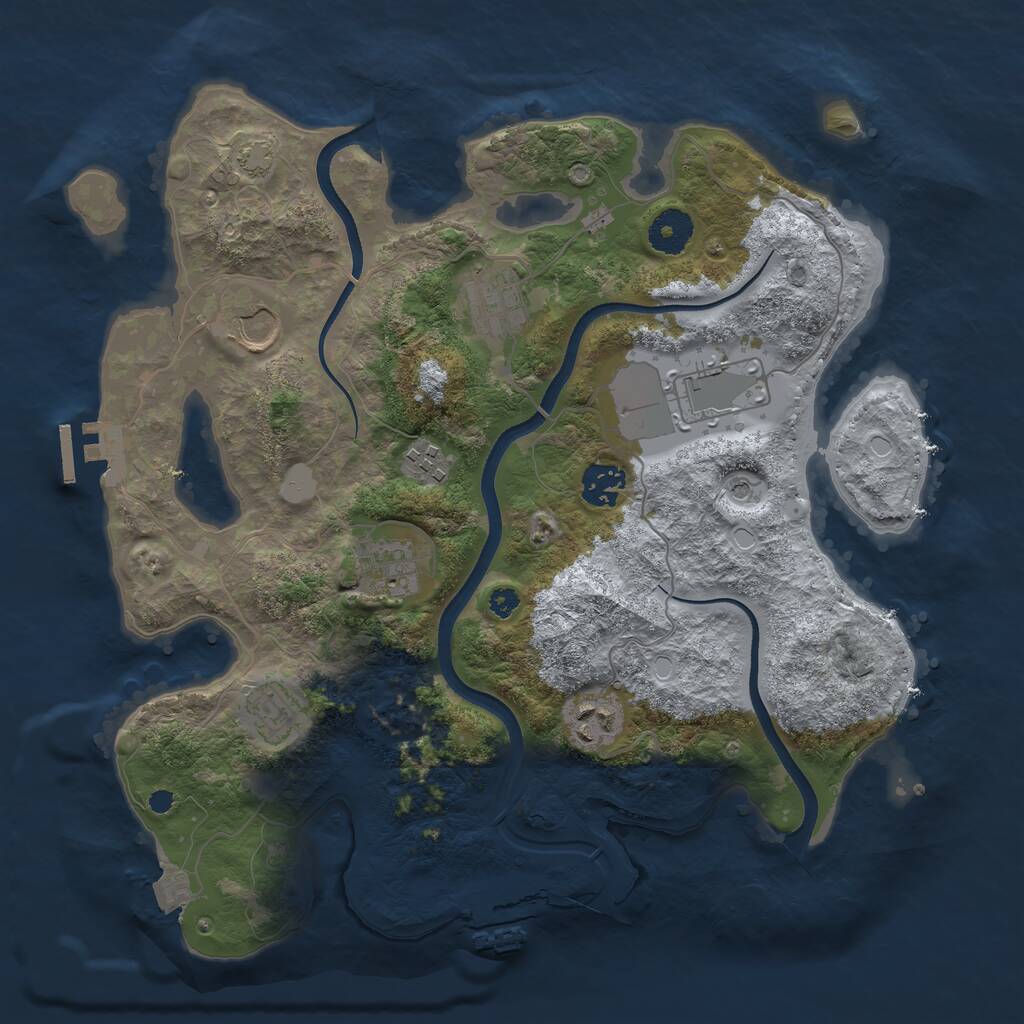 Rust Map: Procedural Map, Size: 3500, Seed: 31415186, 13 Monuments