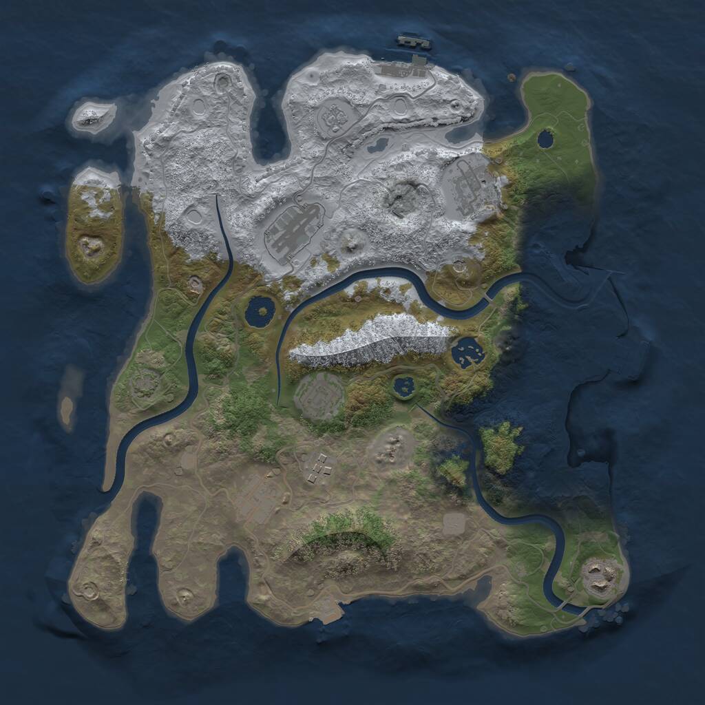 Rust Map: Procedural Map, Size: 3450, Seed: 1481433, 13 Monuments