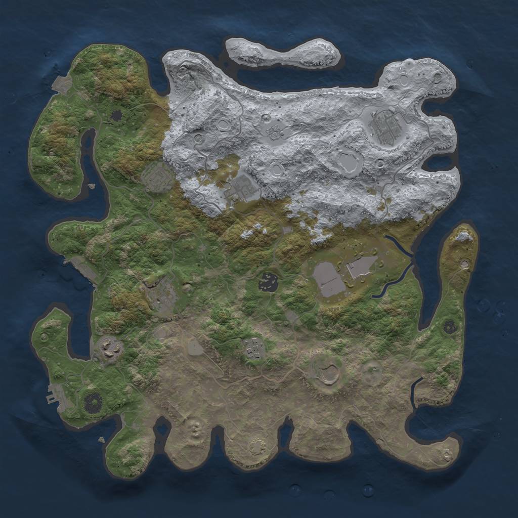 Rust Map: Procedural Map, Size: 3850, Seed: 78290073, 17 Monuments