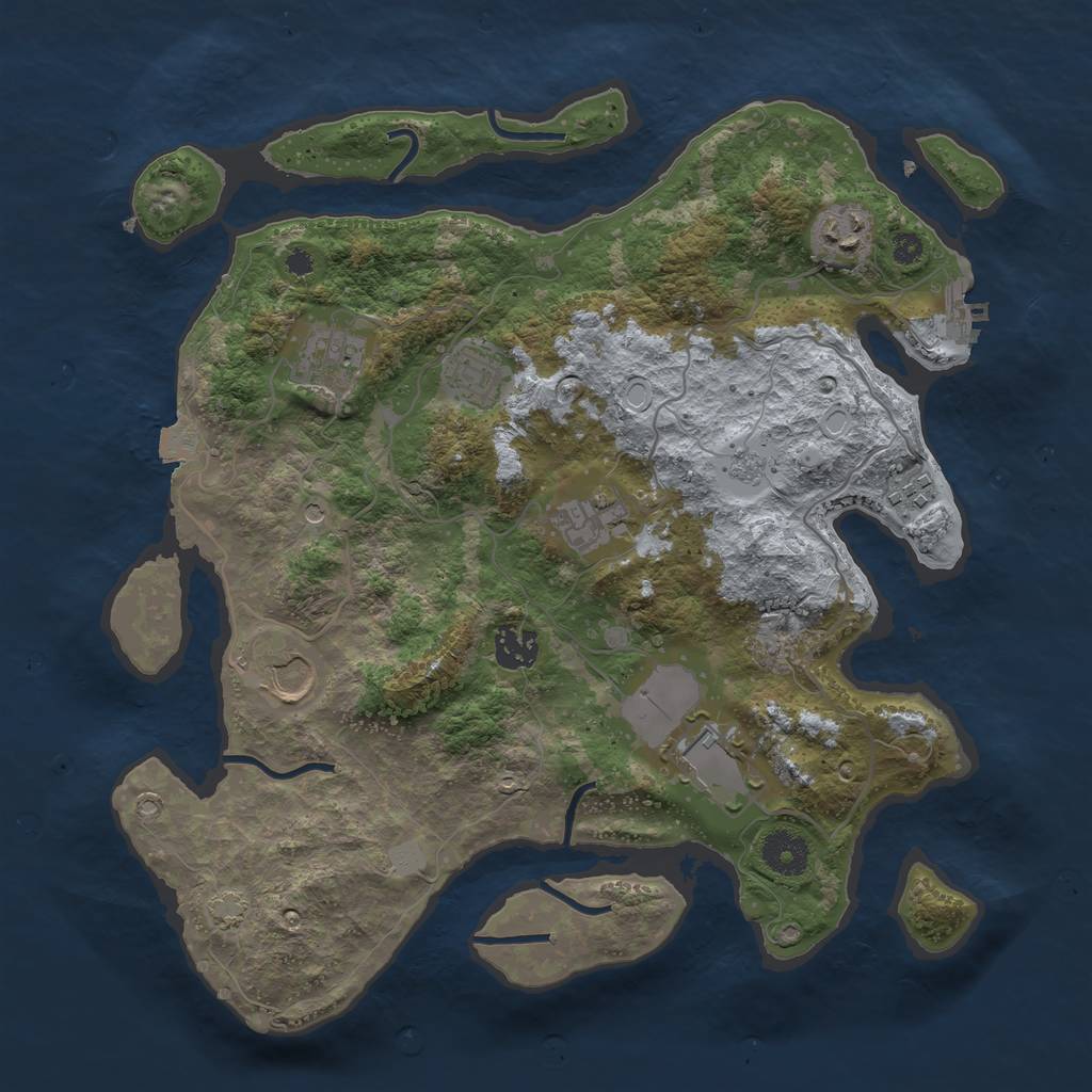 Rust Map: Procedural Map, Size: 3550, Seed: 7058345, 15 Monuments