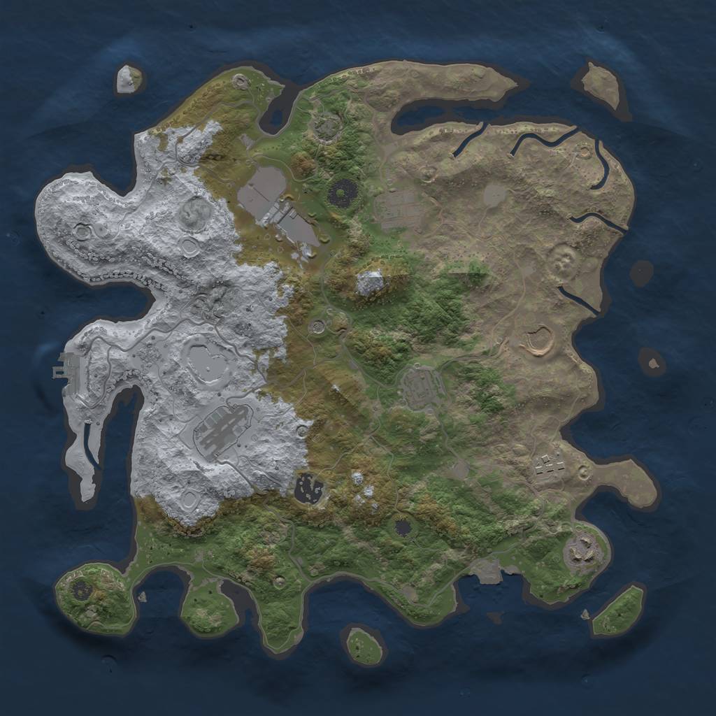 Rust Map: Procedural Map, Size: 3650, Seed: 41736398, 15 Monuments