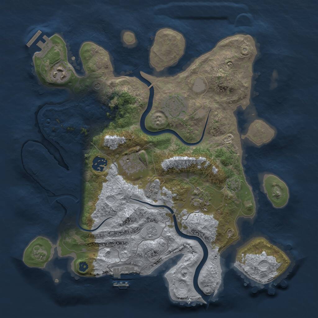 Rust Map: Procedural Map, Size: 3250, Seed: 972974453, 12 Monuments