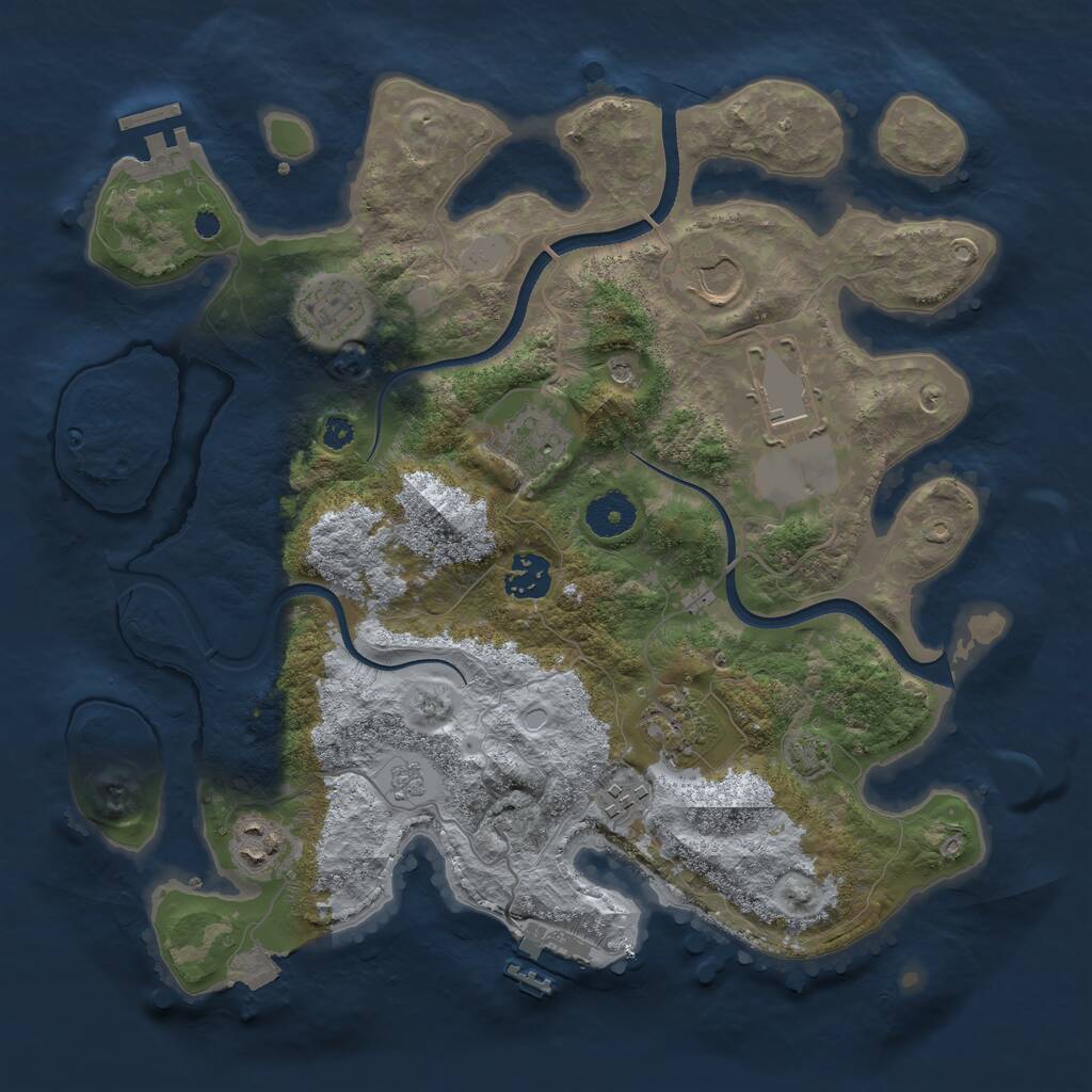 Rust Map: Procedural Map, Size: 3500, Seed: 1714, 14 Monuments