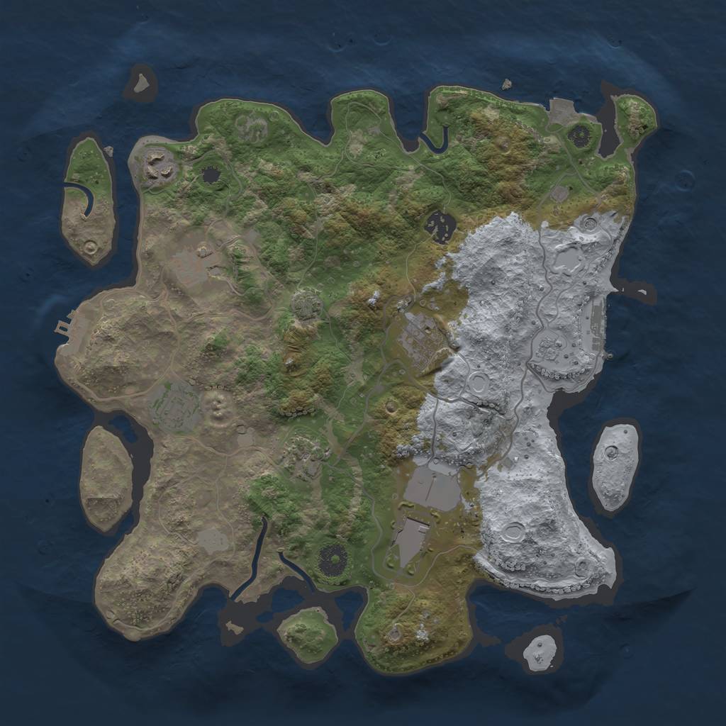 Rust Map: Procedural Map, Size: 3500, Seed: 1786361777, 15 Monuments