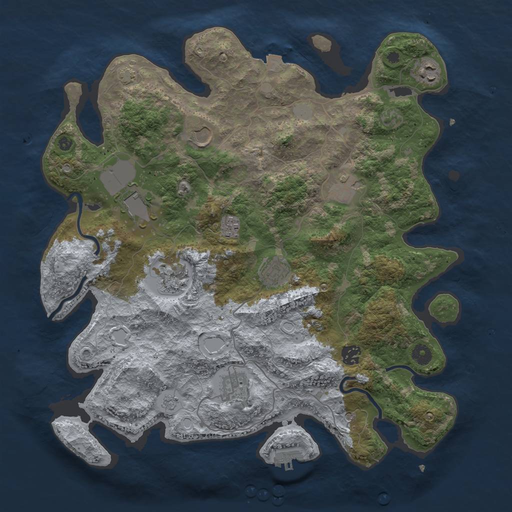 Rust Map: Procedural Map, Size: 3800, Seed: 222, 16 Monuments