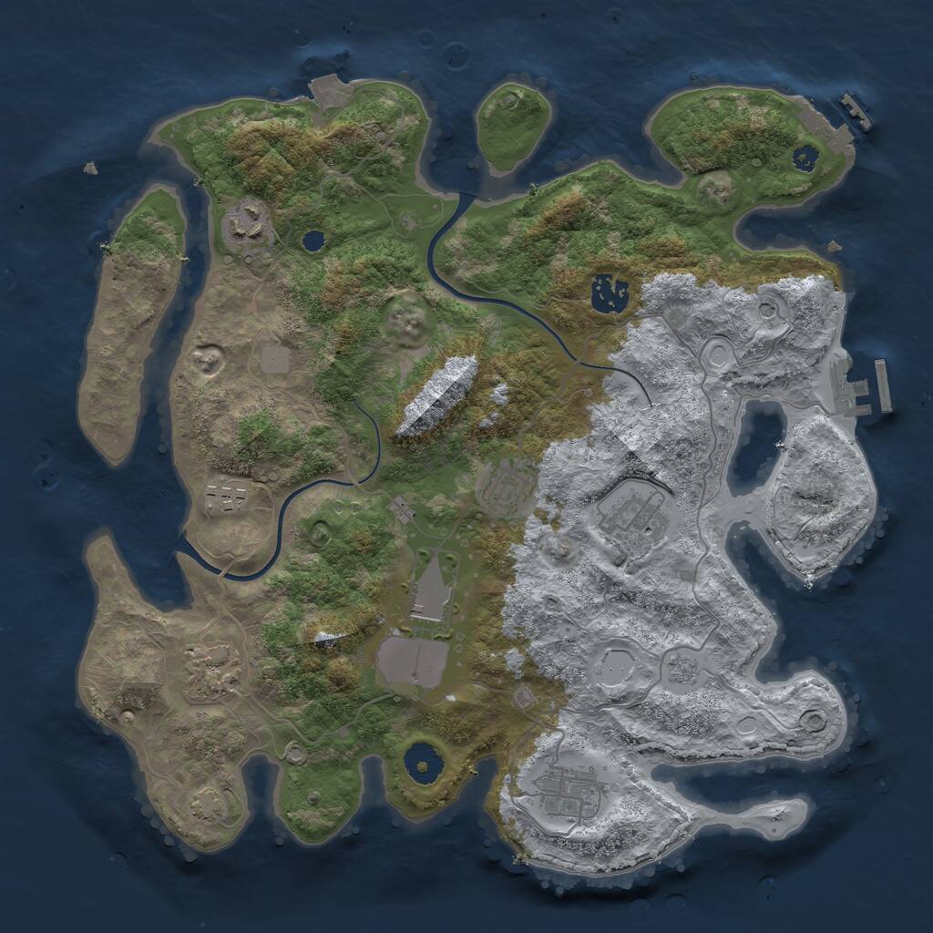 Rust Map: Procedural Map, Size: 3550, Seed: 97965264, 14 Monuments