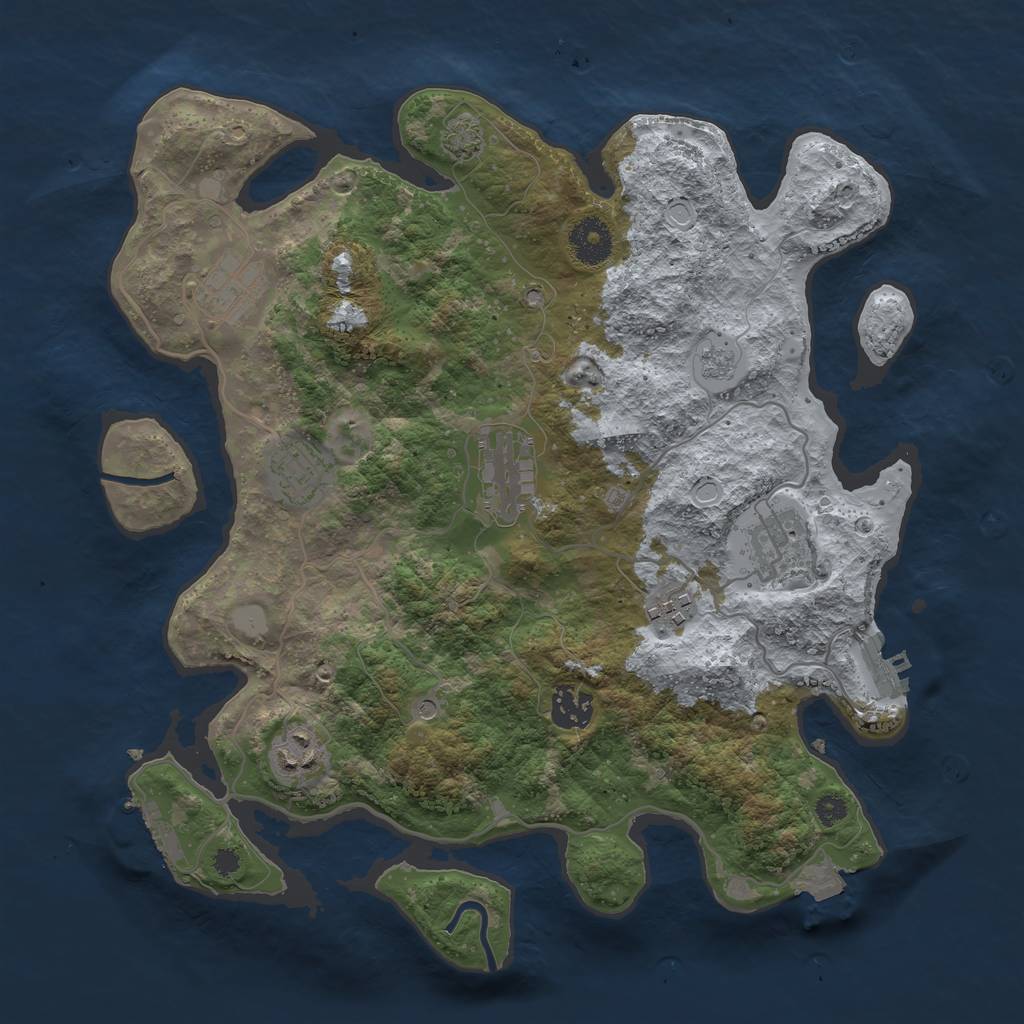 Rust Map: Procedural Map, Size: 3450, Seed: 49903475, 15 Monuments