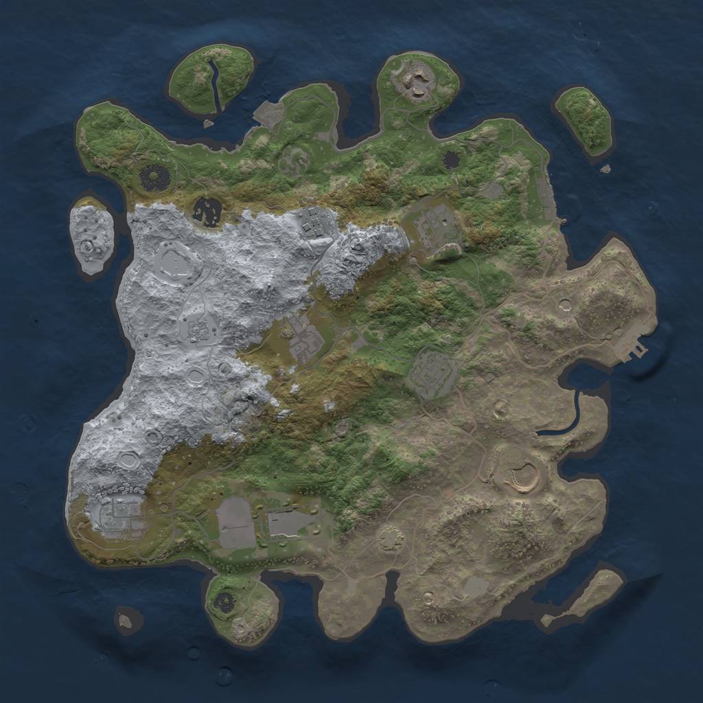 Rust Map: Procedural Map, Size: 3550, Seed: 9014227, 17 Monuments