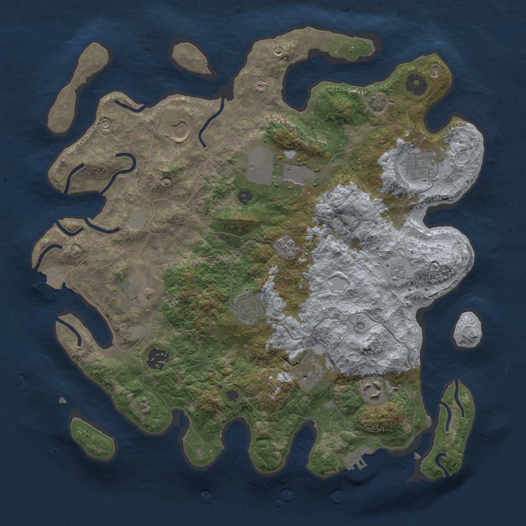 Rust Map: Procedural Map, Size: 3700, Seed: 38166735, 16 Monuments
