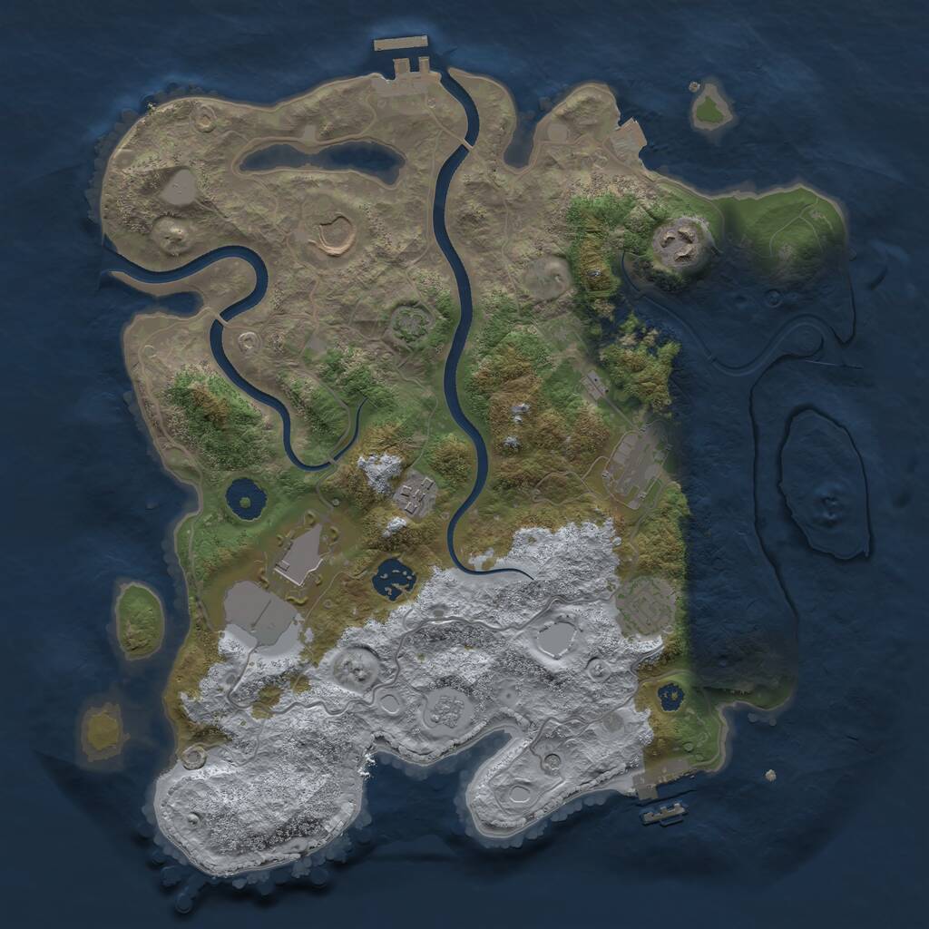 Rust Map: Procedural Map, Size: 3500, Seed: 685487059, 13 Monuments