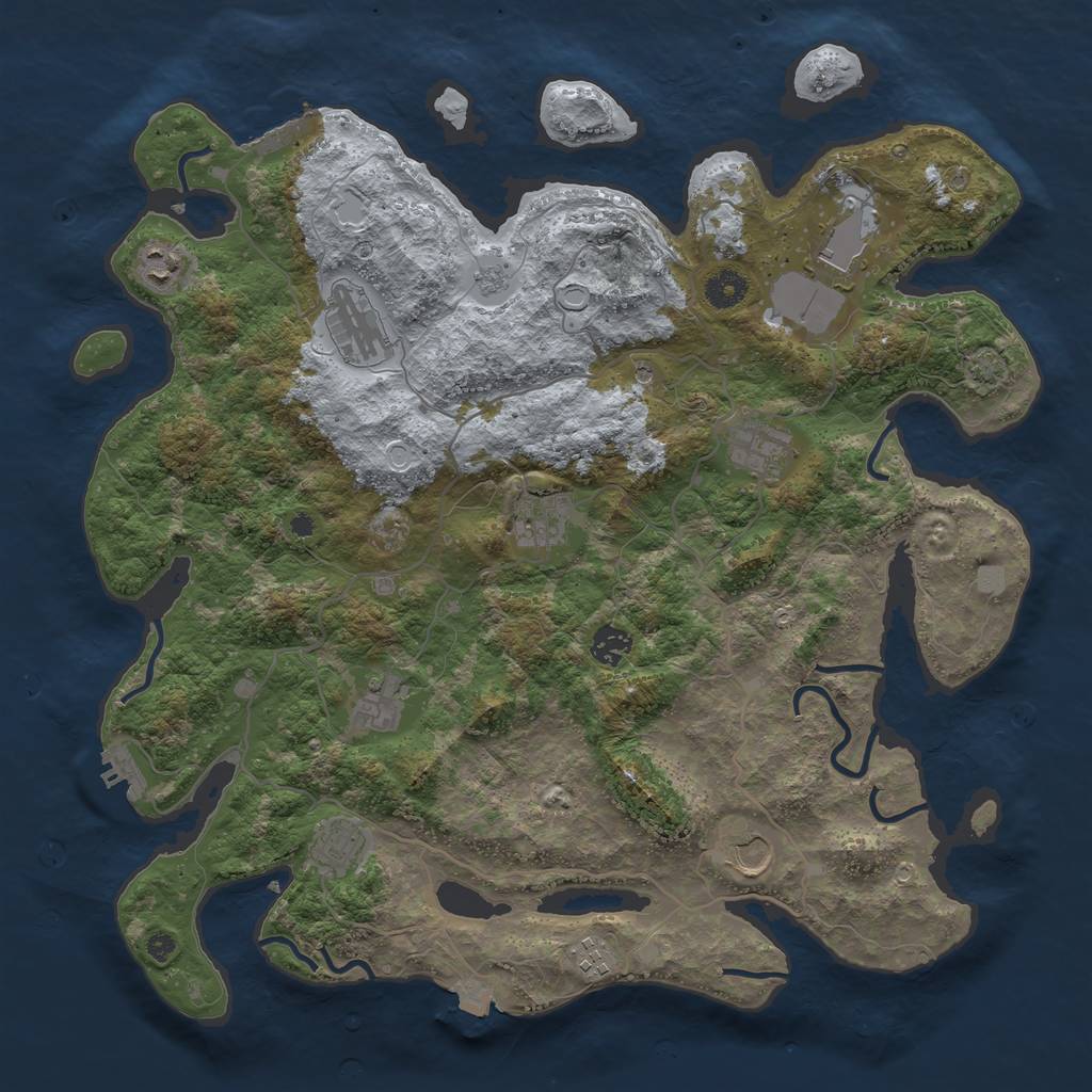 Rust Map: Procedural Map, Size: 4100, Seed: 97922651, 18 Monuments
