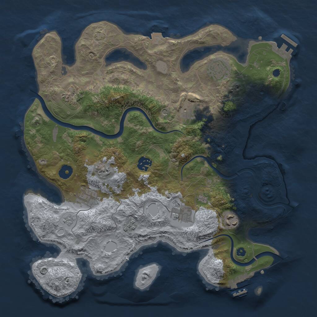 Rust Map: Procedural Map, Size: 3450, Seed: 24299283, 14 Monuments